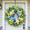 24-Inch Spring Wreath for Front Door – Artificial Sunflowers, Lemons & Blue Hydrangeas, Luxury Colorful Floral Wreath for Indoor & Outdoor Farmhouse Home Decor